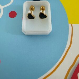 Mini Heart Shaped Enameled Stainless Steel 18k Gold Electroplated plating